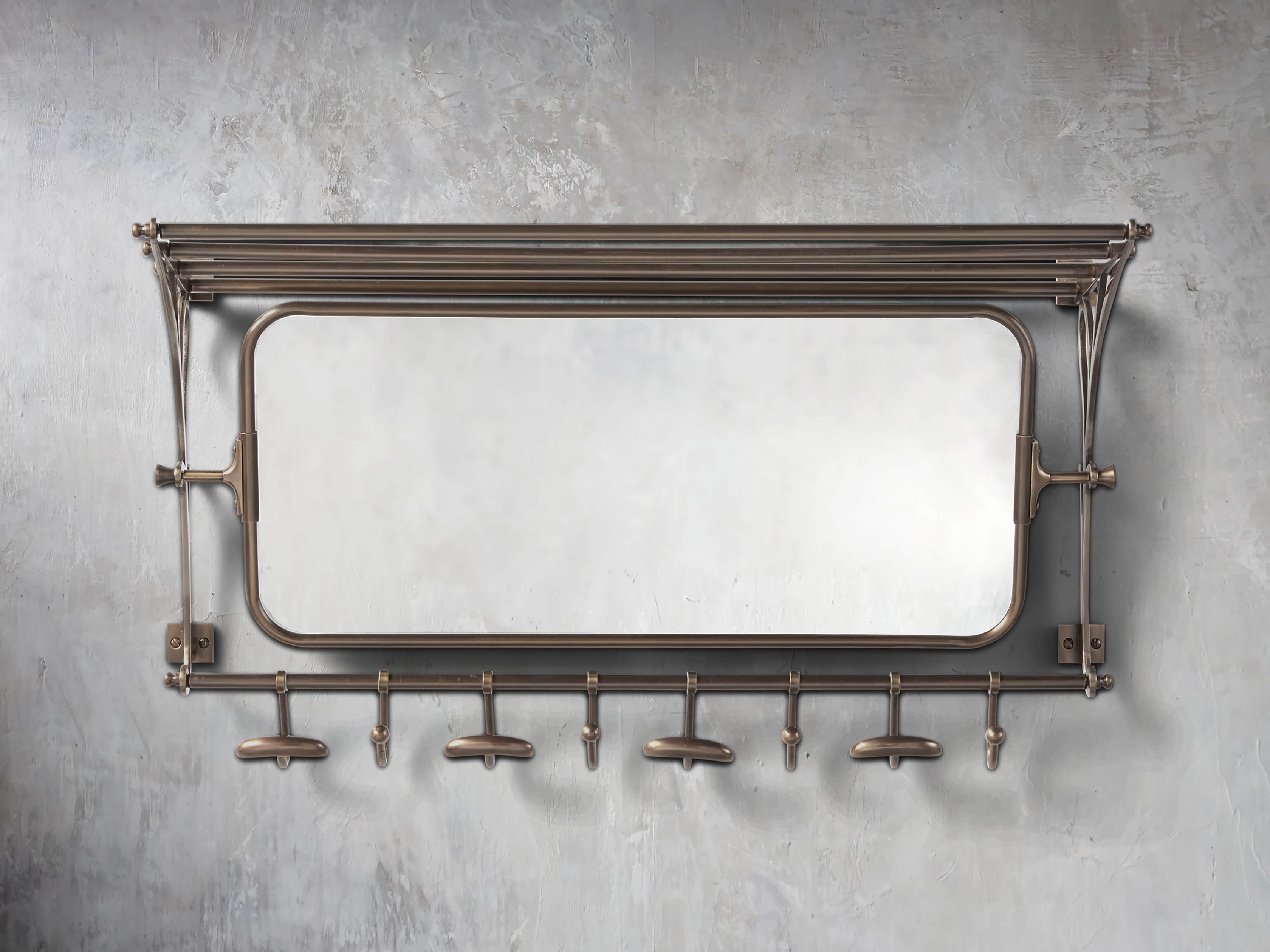 8 Hook Grand Chester Mirror in Antique Brass – Arhaus